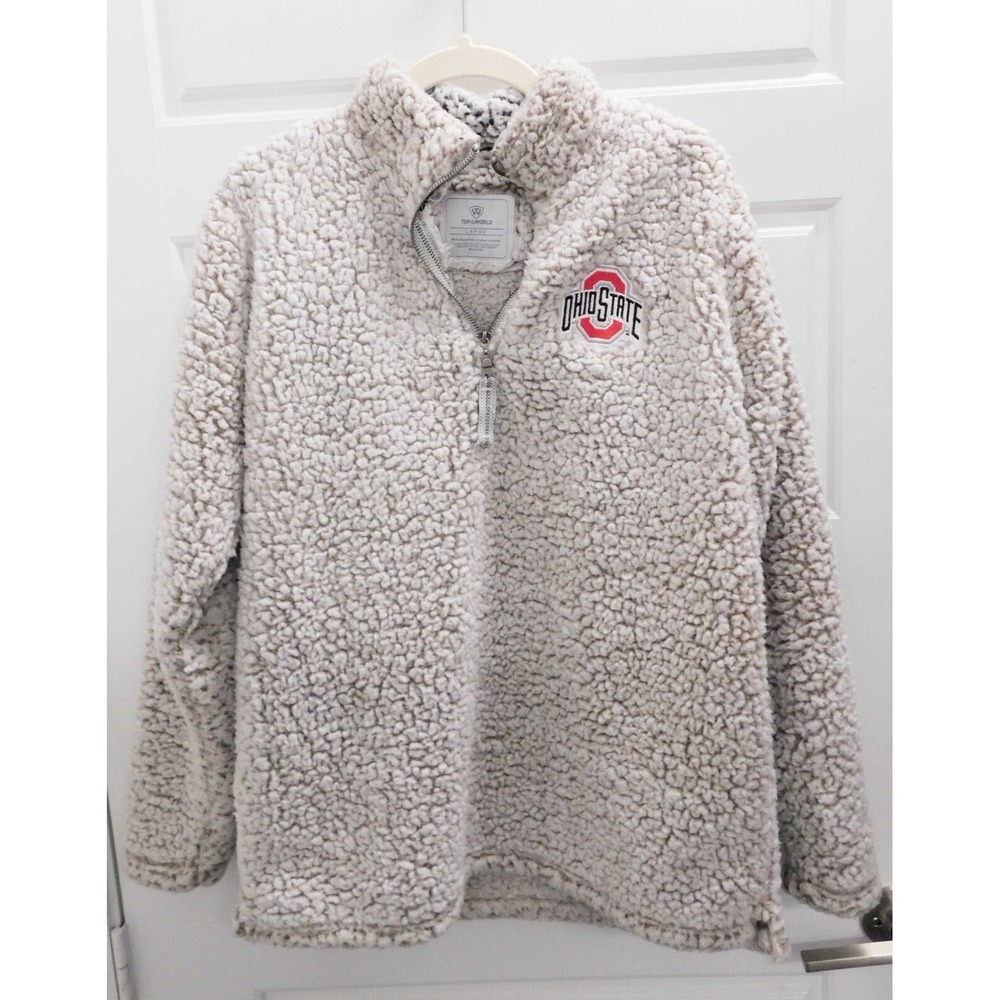 Top of The World Ohio State Mens Sz Large Long Sleeve Gray Fleece Logo 1/4 Zip